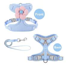 Cat & Dog Harness Set, Soft Pet Vest With Leash, Adjustable Small Breed Puppy Teddy Poodle Chest & Back Strap Training Harness Set - Multicolor - View 4