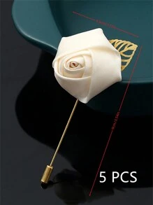 5pcs Luxury Bridal Chest Flower, Korean-Style Golden Leaves, White Rose, Bridesmaid And Groomsman Chest Flower Valentine's Day Accessories - White - View 10