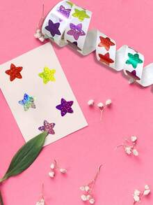 500pcs/Roll 2.5cm Star-Shaped Stickers Self-Adhesive Decorative Sticker Roll - Red - View 5
