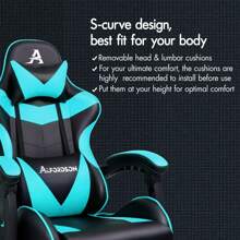 ALFORDSON Video Game Chair, Ergonomic Office Chair, Massage Racing Chair, Retractable Footrest, PU Leather, Height Adjustable And Tilt, 180kg Load Capacity - Cadet Blue - View 3