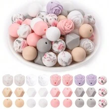 53 stuks levendige rozen siliconen kralencollectie is perfect voor het maken van sieraden, doe-het-zelf-knutselwerkjes, handgemaakte kralenaccessoires, sleutelhangers voor mobiele telefoons en tasbedels - kleurrijke, flexibele en duurzame knutselbenodigdheden voor creatieve projecten
