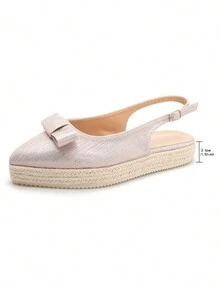 Giày sandal đế dây dày cho nữ, mũi kín, mũi kín, màu mơ - Màu be - Xem 6