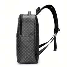 鲨鱼嘴风格背包，欧美时尚格纹图案，大容量旅行休闲男士书包圣诞礼物冬季圣诞男士包旅行包书包复古趣味礼物钱包节日感恩节男士礼物度假徒步旅行男士礼物笔记本电脑多功能户外便携时尚休闲学生爸爸礼物男友礼物男士胸包男士侧包挎包皮包流浪包腰包男士包旅行必备复古包 - 黑色 - 查看 5