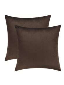 所有装饰性抱枕套 天鹅绒柔软 适用于沙发 卧室 客厅 户外 1 件装 18x18 英寸 棕色 - 巧克力棕 - 查看 10