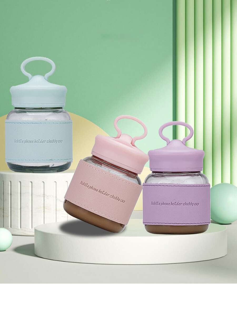 Portable Grip Mini Shaker Cup, Cute  Glass Divider Bottle, Phone Holder, Gift - Multicolor - View 1