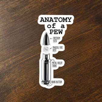 1pc Anatomy Of A Pew Sticker - Funny Military Decal For Laptops, - Waterproof Vinyl Decal - Quirky, Fun Design Ideal For Music And Humor Enthusiasts, Durable And Weather-Resistant, Perfect For Laptops, Water Bottles, Cars And Phones - Adds A Playful Touch To Personal Items With A Unique Twist