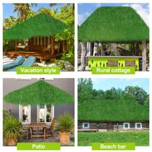 Synthetic Thatch Grass Roof Artificial Mexican Straw Roll Fireproof Palapa Thatch Roofing Decorations For Tiki Bar Hut Patio Pool Beach Hawaiian Party And Bar Decor (Green,19.7' X 19.7'') - Green - View 5