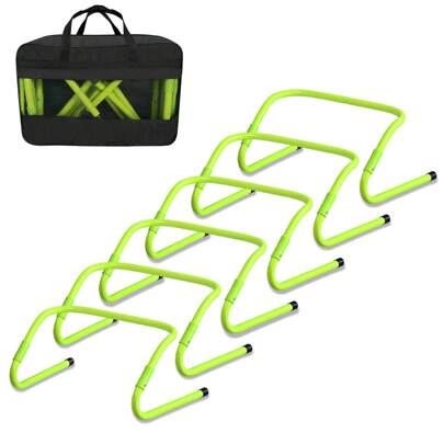  Froadp Speed/Agility Training Hurdles, Height Adjustable Football Hurdles, Soccer Training Accessories - Multi-Sport Training Aid For Mobility And Coordination, Green (6 Pack)