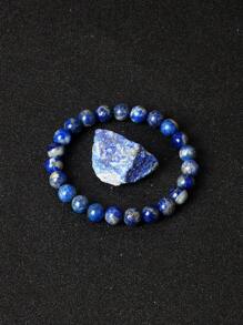 1 pieza Pulsera elástica de cuentas de lapislázuli 5A real de alta calidad, energía de 8 mm, joyería de piedras curativas naturales para mujer, regalo para el novio. Auténtica pulsera de joyería de gema de lapislázuli azul natural y original, piedra de energía natural