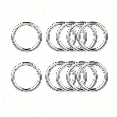 10pcs Spring O-Ring Snap Hook Carabiners - Round Metal Clasps For DIY Crafts, Keychains, Purses - Zinc Alloy Keyring Buckle Clips For Handbags, Dog Collars, Lanyard Attachments School Car Accessories Cute Goth Y2k Christmas Gift