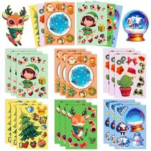 Christmas Decoration 6pcs/Set DIY Christmas Reindeer & Snowflake Crystal Ball Puzzle Stickers, Cartoon Decor Combo For Holiday Party, Interactive Games, Birthday Gifts - Multicolor - View 2
