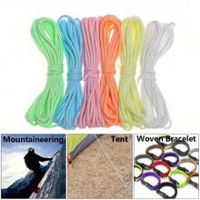 10/100m/Pieza Cordón multicolor arcoíris de 7 hebras que brilla en la oscuridad de 4mm, adecuado para uso múltiple al aire libre, emergencia de supervivencia, cuerda de paracaídas, trenzado de pulseras, camping, picnic, tendedero, correa para mascotas, duradero hilo DIY
