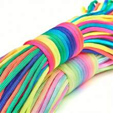 10/100m/Pieza Cordón multicolor arcoíris de 7 hebras que brilla en la oscuridad de 4mm, adecuado para uso múltiple al aire libre, emergencia de supervivencia, cuerda de paracaídas, trenzado de pulseras, camping, picnic, tendedero, correa para mascotas, duradero hilo DIY
