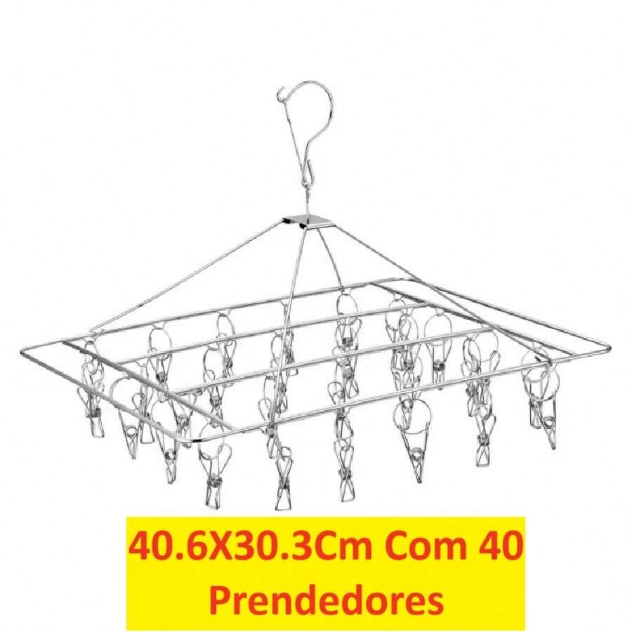 Clothesline 40 Clips Apartment Clothes Pegs Stainless Steel Rectangle 40.6X30.3Cm - 1 CÁI - Xem 1