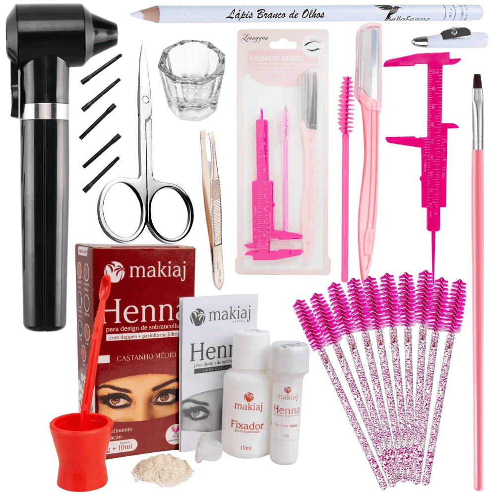 Professional Eyebrow Designer Kit Henna Caliper And Accessories Ready For Delivery - Medium Brown - View 1