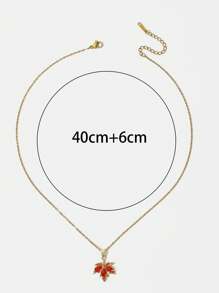 1pc Canada Autumn Red Maple Leaf Zirconia Pendant Necklace, Suitable For Daily Wear By Women
