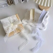 1PC 22M Lace Trim Ribbon Cream White 1.2 Inch Wide Vintage Pattern Roll Ribbons 25 Yards For Gift Wrapping Valentine's Day Floral DIY Crafts Sewing Bridal Wedding Birthday Party Decorations,Christmas