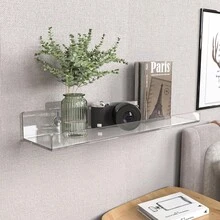 4/6/8/12 Pack 15'' Acrylic Shelves Clear Acrylic Floating Shelves Mounted Display Ledge Shelves, Wall Decor For Kids Book Shelves, Living Room, Bathroom, Bedroom, Kitchen - 8 gói trong suốt - Xem 3