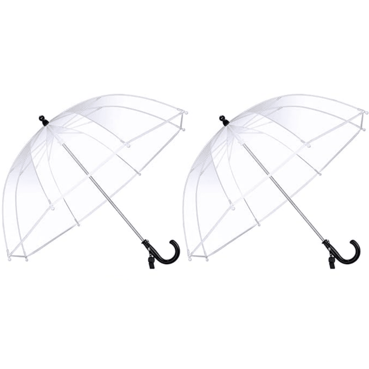 2 Pcs Clear Bubble Umbrella Transparent Umbrella With An Easy Grip Handle Windproof Stick Umbrellas With Whistle, Back To School Supplies