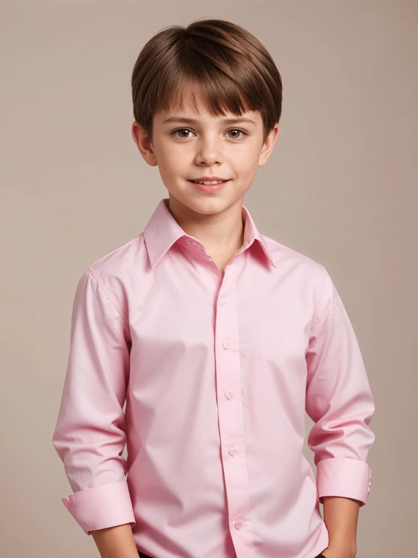 Children's White Long Sleeve Button Down Shirt 100% Cotton - Baby Pink - View 1