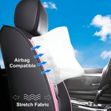 Universal Car Seat Covers Full Set PU Leather 5 Seats Front Rear Seat Cushion Waterproof Breathable Automotive Seat Protectors Airbag Compatible Easy To Install Fit For Most Cars Sedans SUVs Hatchbacks - Pink - View 4