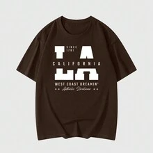 "LA West Coast Dreamin" T-Shirt - 鏽棕色 - 查看 1