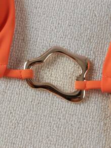 Polovedo 官方性感露肩纯色高腰泳衣