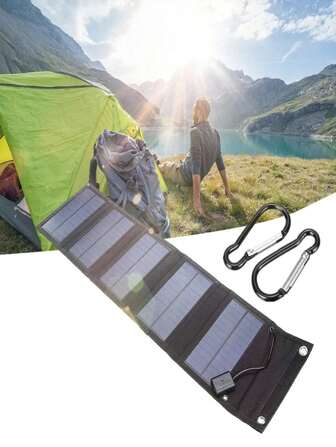 5 块单晶太阳能电池板，快速充电便携式太阳能移动电源，适合户外应急使用