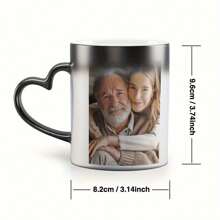 A Specially Designed Photo Magic Cup, Personalized Heat Sensitive Color Changing Ceramic Coffee Cup, No Need For Electricity, Suitable For Birthdays, Holiday Gifts, Valentine's Day, Anniversaries 330ml/11oz