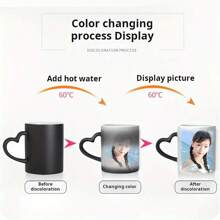 A Specially Designed Photo Magic Cup, Personalized Heat Sensitive Color Changing Ceramic Coffee Cup, No Need For Electricity, Suitable For Birthdays, Holiday Gifts, Valentine's Day, Anniversaries 330ml/11oz