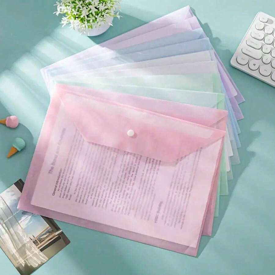 8/4/1pc A4 Size DIY-Compliant Plastic Clasp File Bag Thickened To Accommodate Large Amounts Of Documents, Paper, Exams, Etc