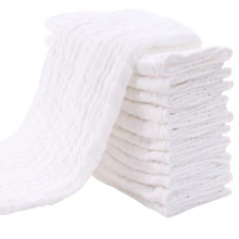 10 件/套婴儿拍嗝巾 - 超柔软 100% 婴儿毛巾 - 大号 50 厘米 X 25 厘米 高吸水性吐奶巾 - 男女通用 - 白色 - 白色 - 查看 1