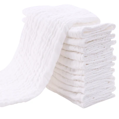 10pcs/Set Baby Burp Cloths - Super Soft 100% Baby Towels - Large 50cm X 25cm Highly Absorbent Milk Spit-Up Cloth - Unisex - White