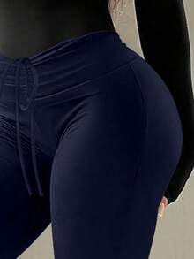 女士修身喇叭裤，舒适，毕业季，独立日 - 藏蓝色 - 查看 3