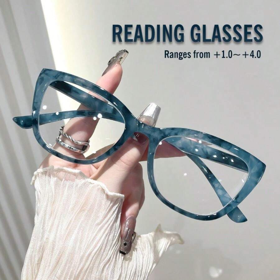 Rivsar Gafas de lectura unisex, gafas de moda, montura de ojo de gato compacta, diseño portátil conveniente adecuado para todos los tipos de rostro