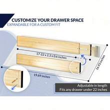 Juego de separadores de cajón - 4 separadores de cajón ajustables y almohadillas antideslizantes - Almacenamiento de cajón de bambú de 17 pulg. a 22 pulg. para uso en cocina y oficina - Color de la madera - Ver 3
