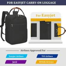 Cabin Bag 45x36x20 Underseat Cabin Luggage Backpack For New Eeasy Jet Waterproof Hand Luggage Bag Small Carry On Travel Backpack Cabin Size Rucksack For Plane Airplanes Bag - màu đen - Xem 2
