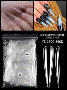 360pcs/ Bag Stiletto Heel Super Long Water Drop Nail Cover, Transparent Full Coverage Of Fake Nails, Acrylic Artificial Nails, Lasting Pressure Nail Extension, Easy To Apply - Clear - View 10