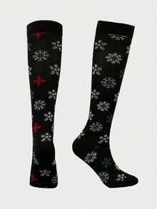 Unisex Christmas Pattern Athletic Compression Socks, Suitable For Running, Cycling And Hiking - Multicolor - View 4