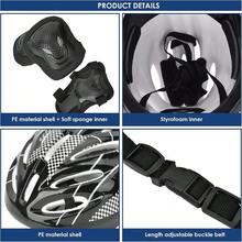 7pcs Adult Roller Skating Protection Gear Set, Knee Pads + Elbow Pads + Gloves + Helmet - Black - View 5