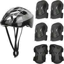 7pcs Adult Roller Skating Protection Gear Set, Knee Pads + Elbow Pads + Gloves + Helmet - Black - View 3
