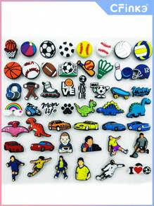30/50/100pcs Sports Dinosaur Series Random Shoe Accessories, PVC, Suitable For Cave Shoes - Multicolor - View 7