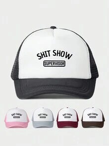 1 chiếc mũ bóng chày có thể điều chỉnh in chữ "Show", mũ lưỡi trai lưới cho hoạt động ngoài trời, du lịch mùa xuân/thu, bãi biển, phù hợp cho cả nam và nữ, phong cách Y2K - in - Xem 1
