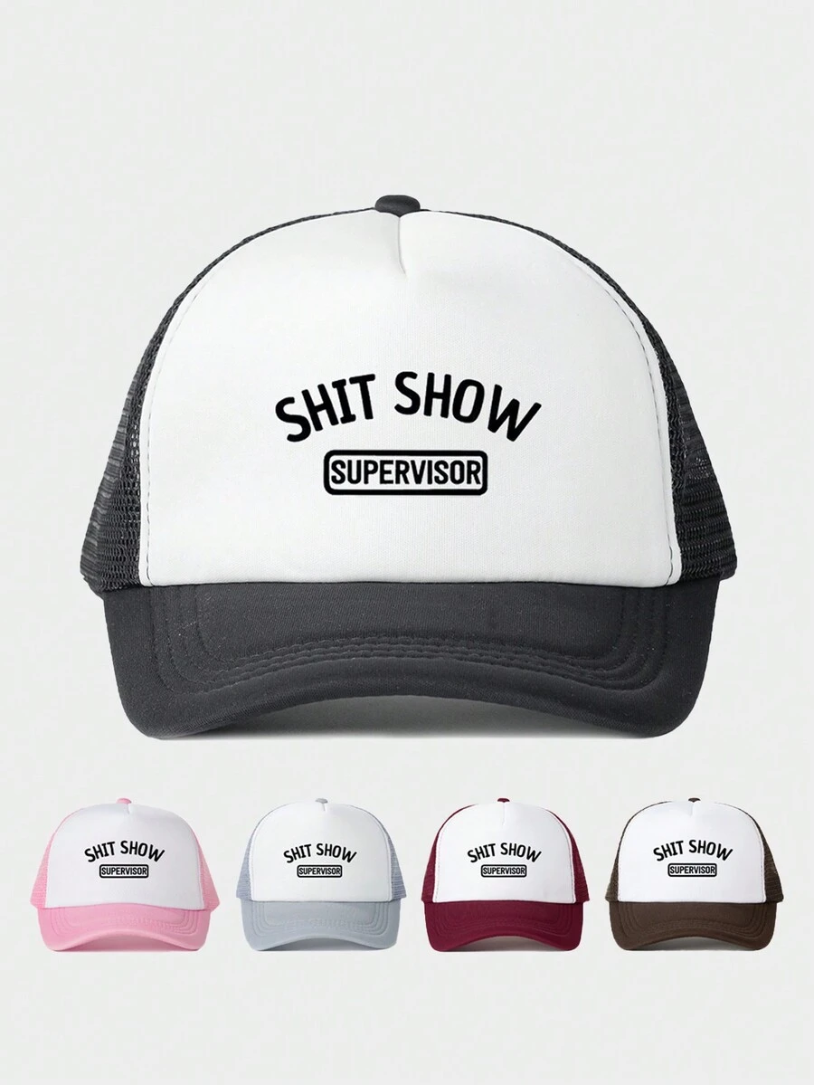 1 chiếc mũ bóng chày có thể điều chỉnh in chữ "Show", mũ lưỡi trai lưới cho hoạt động ngoài trời, du lịch mùa xuân/thu, bãi biển, phù hợp cho cả nam và nữ, phong cách Y2K - in - Xem 1