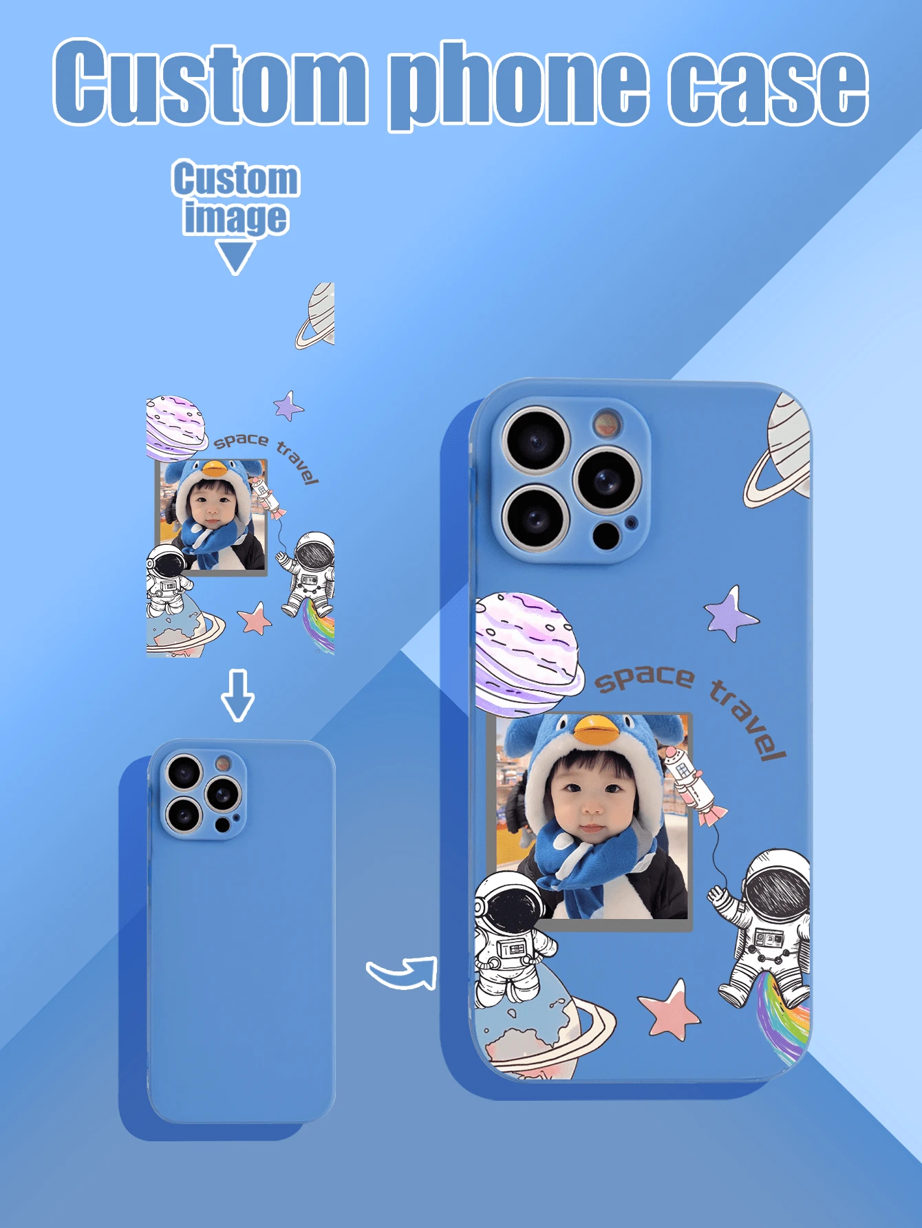 1PC Blue TPU Customizable Pattern Phone Case And 1pc Blue Eye Lanyard Strap Compatible With IPhone/Android Smartphones Like Galaxy A51 4G, Galaxy A52, Galaxy S23 Ultra, Galaxy A13 4G, Galaxy S22 Ultra, OPPO A54, IPhone 14 Pro Max, Galaxy A04E, Galaxy A34, Galaxy S24 Ultra 5G, Redmi Note 13, Galaxy A14