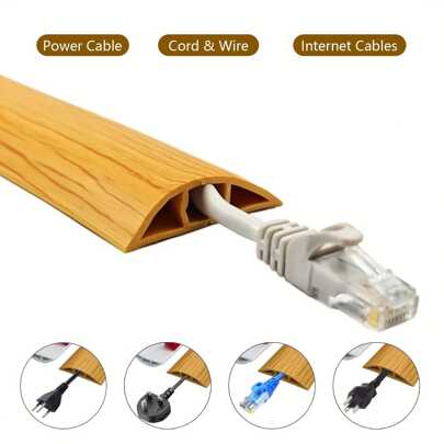 1m/39.37 英寸 PVC 地板线套 自粘式电源线保护器 延长电线槽电缆套管隐藏套 柔性地板线套