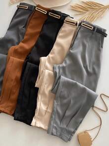Carrot Tailored Trousers 20.........KIT 5 UNITS BLACK GREY BROWN LEAD BEIGE - màu nâu - Xem 3