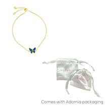 Adornia 14k Gold Plated Blue Butterfly Bolo Bracelet - Blue - View 2