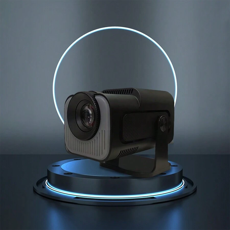 ZZPQVT 升級版HY320迷你投影機，1080P分辨率，自動對焦和自動校準，4K解碼，WIFI6，300 ANSI流明，可旋轉180度進行投影，Android 11操作系統，支援150英吋投影