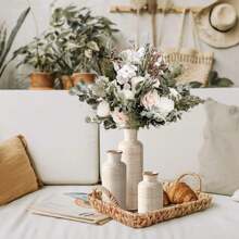 NJCHARMS 3pcs White Ceramic Vase Set, Flower Vase For Farmhouse Boho Home Decorative, Boho Vases For Kitchen, Bedroom, Office, Living Room, Bathroom, Shelf Centerpiece Table Decorations Festival Decoration Gifts Birthday Graduation Room Decor Glass Vase